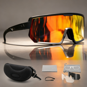 Gafa deportiva Unisex para ciclismo, atletismo, running, montañismo, equitación. Con clip para medida y accesorios de recambio